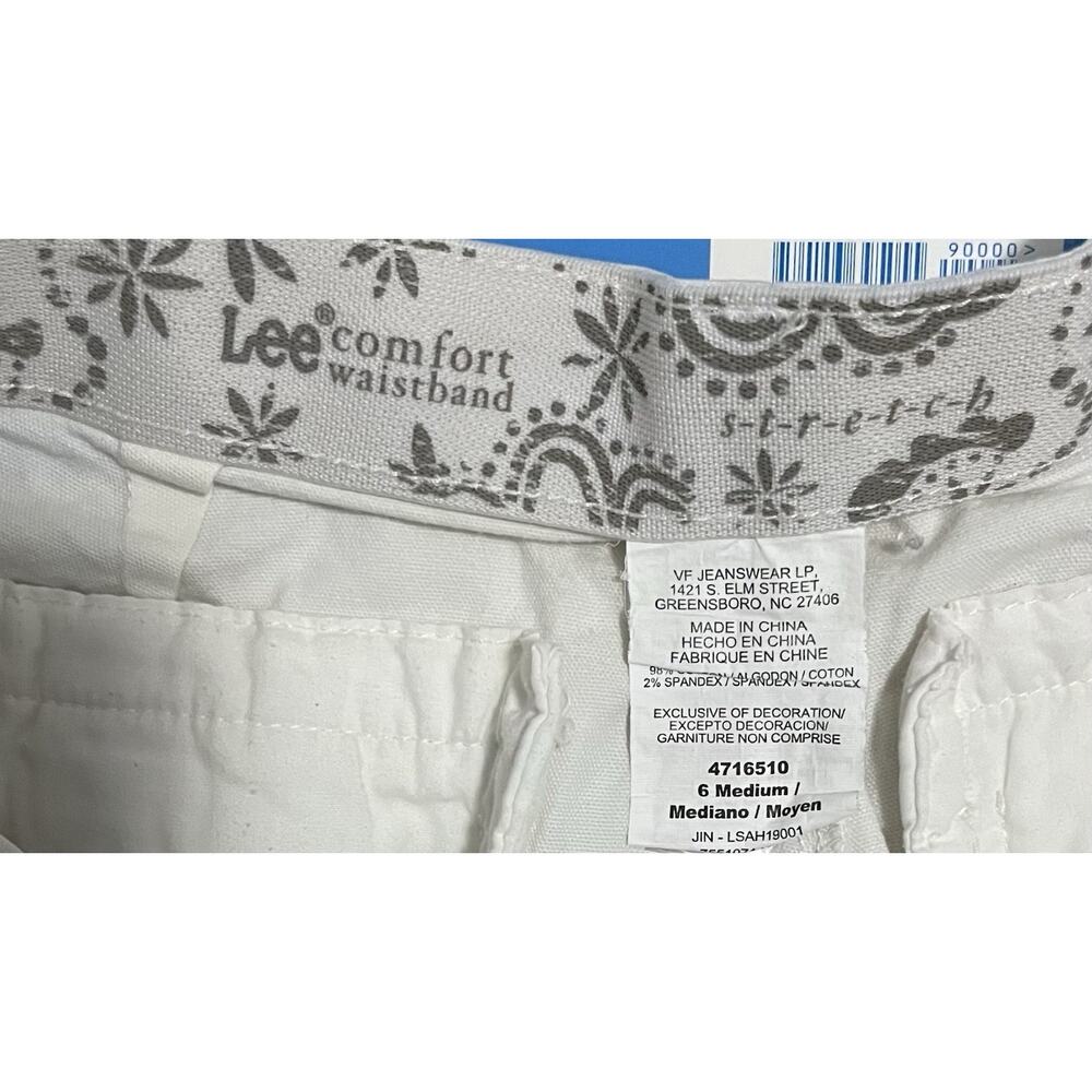 Lee Comfort Waistband Women's Bermuda Shorts 6M White Cotton Stretch Pockets - Picture 3 of 3